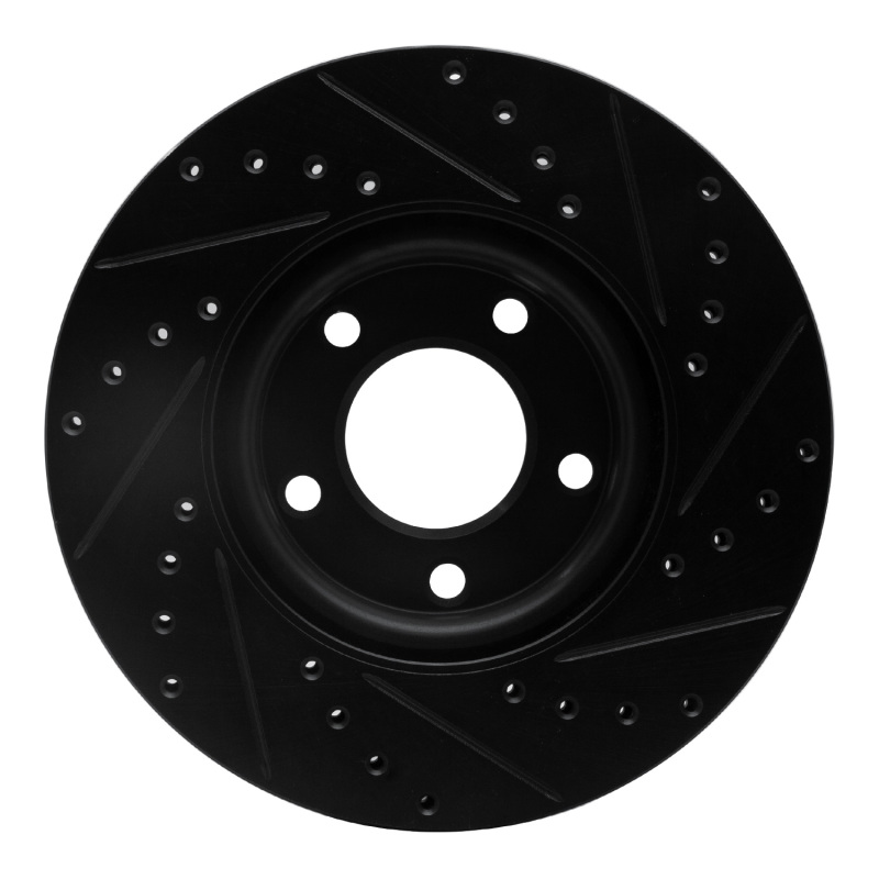 Mazda 3 Brake Rotor (1) - Front Left - R1 Concepts - Drilled & Slotted - Black - `04-`15